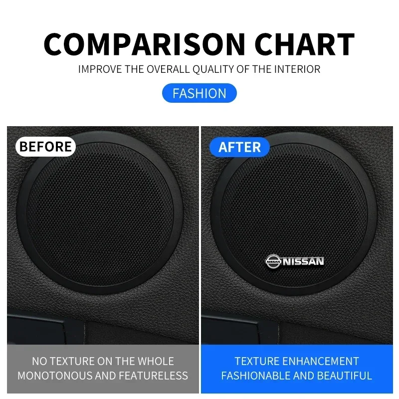 4 قطعة مكبر صوت للسيارة شارة ستيريو ملصق ثلاثية الأبعاد لنيسان قاشقاي جوك J10 J11 بولسار سنترا ألتيما باترول ميكرا روج ألميرا فيرسا