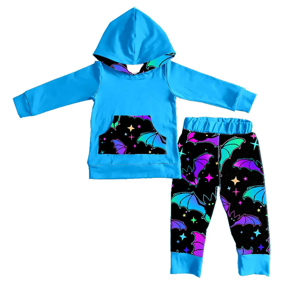 

New Kids Hoodie Cartoon Bat Boys Long Sleeve Pants Halloween Outfits