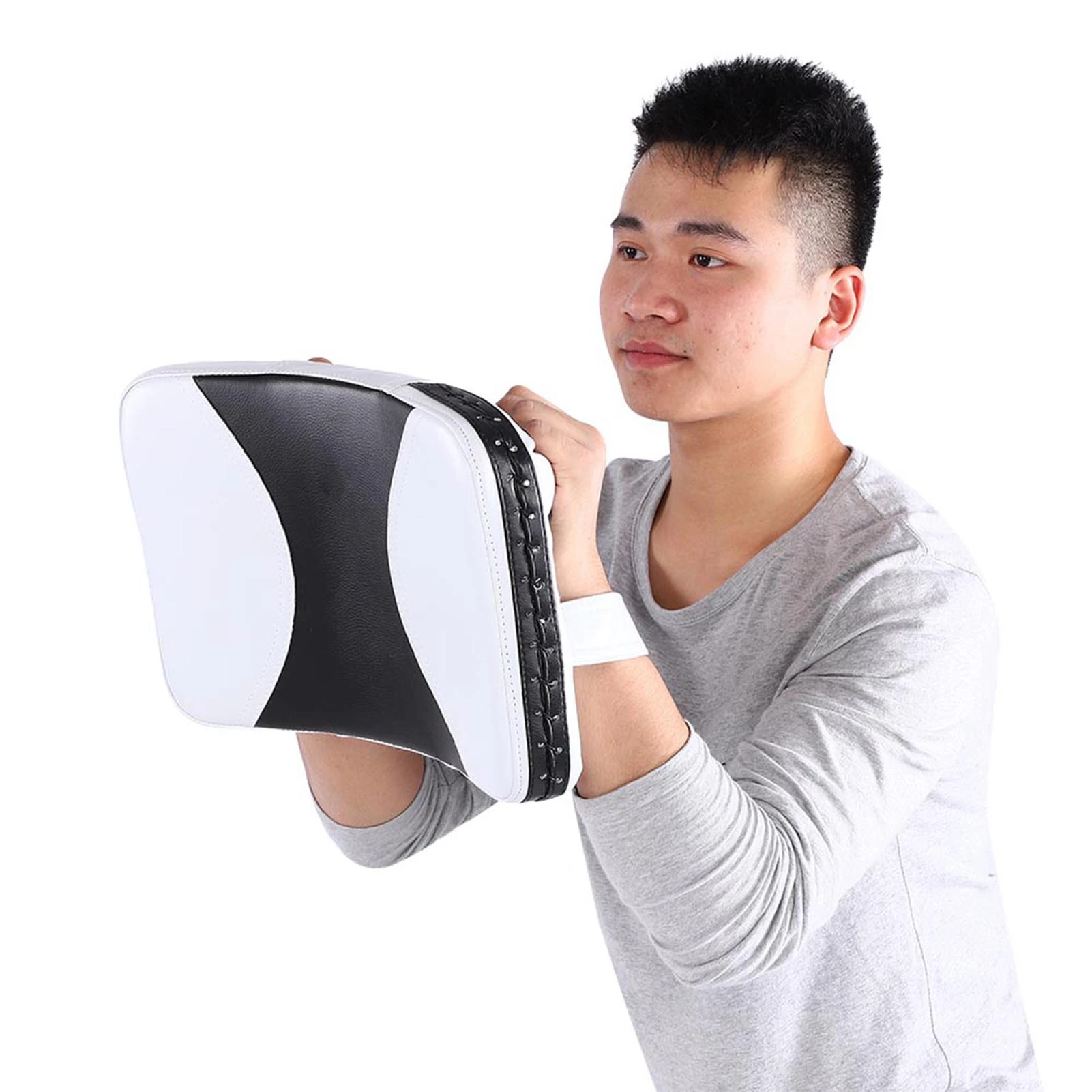 Muay Thai Karate MMA Taekwondo Boxing Target Kick Punch Shield Pad Utility, Thickened PU, Reinforcement Belt Design, for MMA Fig