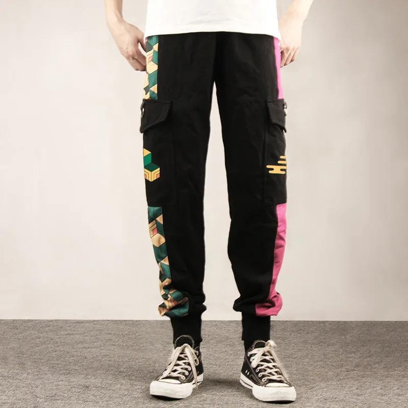 Anime COSPLAY Overalls Kamado Tanjirou Agatsuma Zenitsu Tomioka Giyuu Sweatpants Casual Cargo Pants Fashion Unisex 5