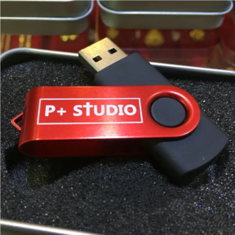 금속 360 회전식 USB 2.0 플래시 드라이브, 다채로운 펜 드라이브, 메모리 스틱, U 디스크 사진 선물, 32GB, 64GB, 16GB, 8GB, 4GB, 100 개/로트