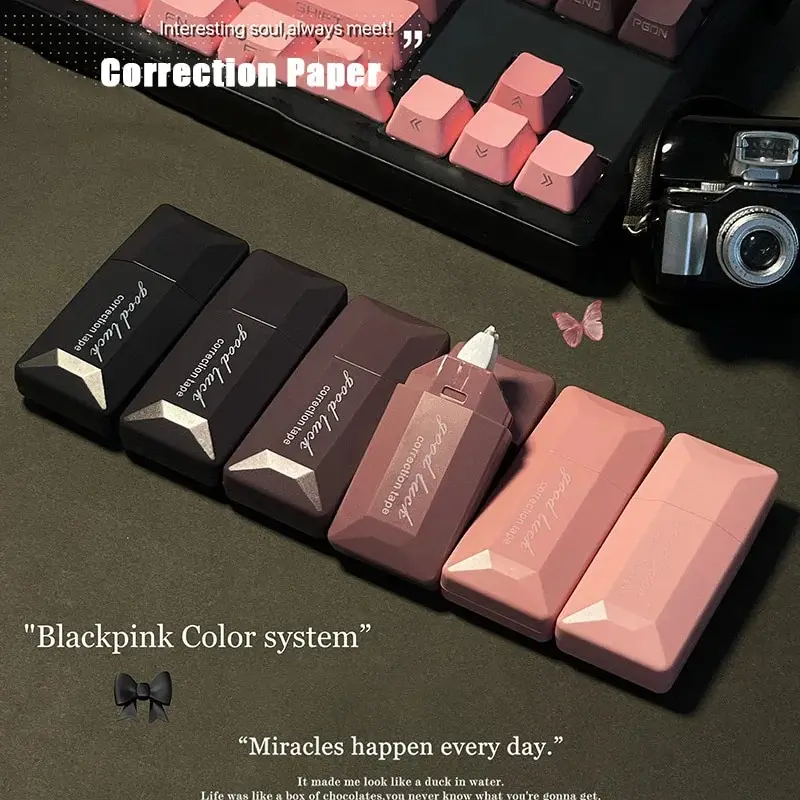 Black Powder Correction Tape Set 6PC Simple and Creative Gradient Correction Tape Smooth and Silent for Students