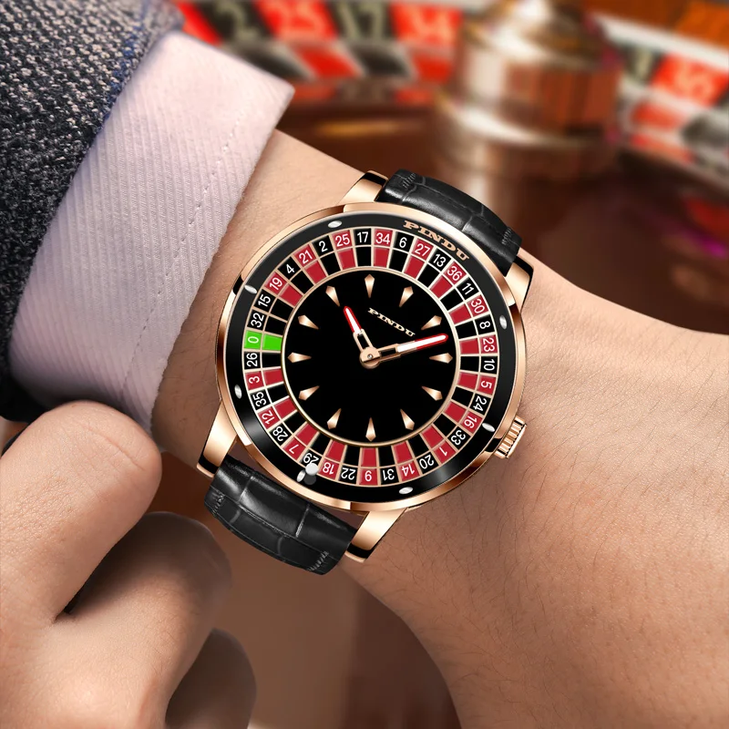 PINDU Design Mechanical Watch NH35 Movement Arabic numerals Rotating Dial Roulette Automatic Watch Diamond Luminous Hands P6616 3