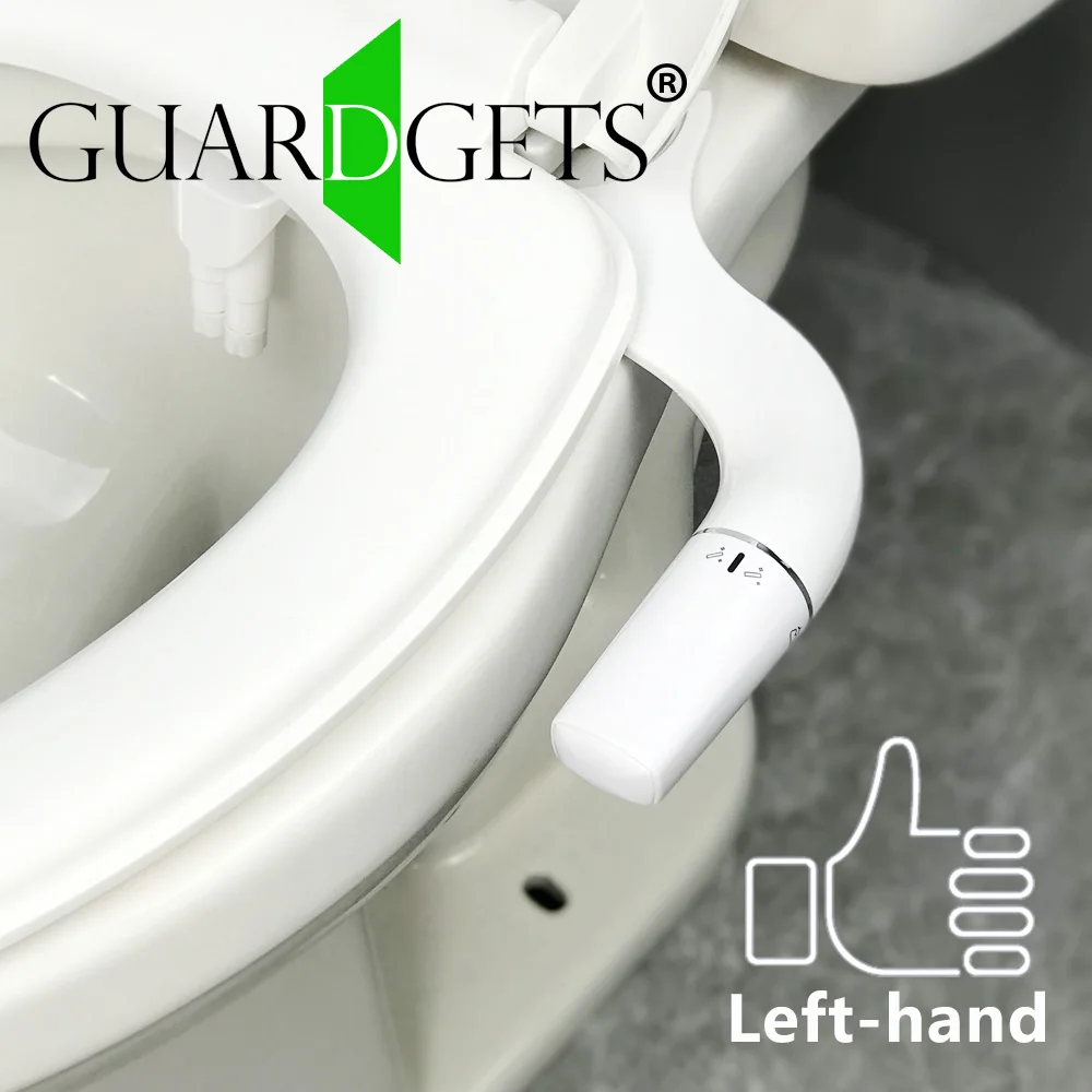 Guardget Bidet ATTACHMENT ด้านซ้าย Bidet Non-ไฟฟ้า Bidet สําหรับที่นั่งห้องน้ําซ้ายมือขนาดเล็กโถสุขภัณฑ์ 2 หัวฉีดทําความสะอาดด้วยตนเอง 1