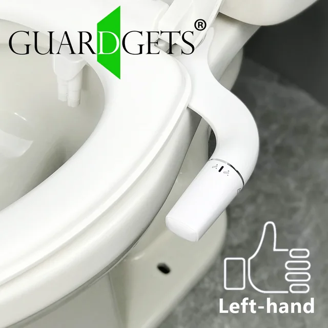 Guardget Bidet ATTACHMENT ด้านซ้าย Bidet Non-ไฟฟ้า Bidet สําหรับที่นั่งห้องน้ําซ้ายมือขนาดเล็กโถสุขภัณฑ์ 2 หัวฉีดทําความสะอาดด้วยตนเอง 1