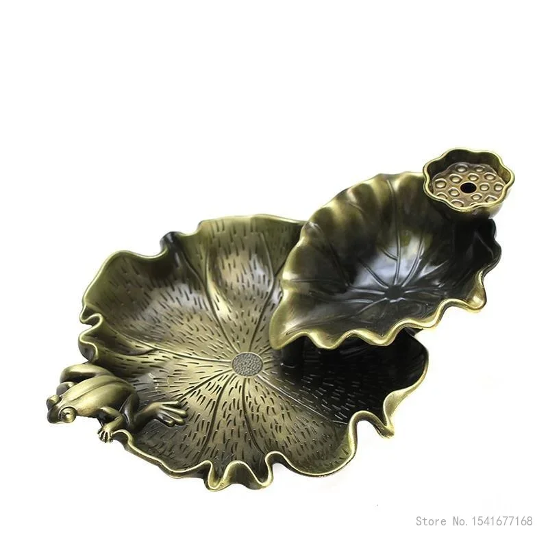 Creative Backflow Incense Burner, Metal Lotus Pond, Moonlight, Home, Chinese Zen Tea Ceremony, Ornamental Lotus Leaf, 1Pc