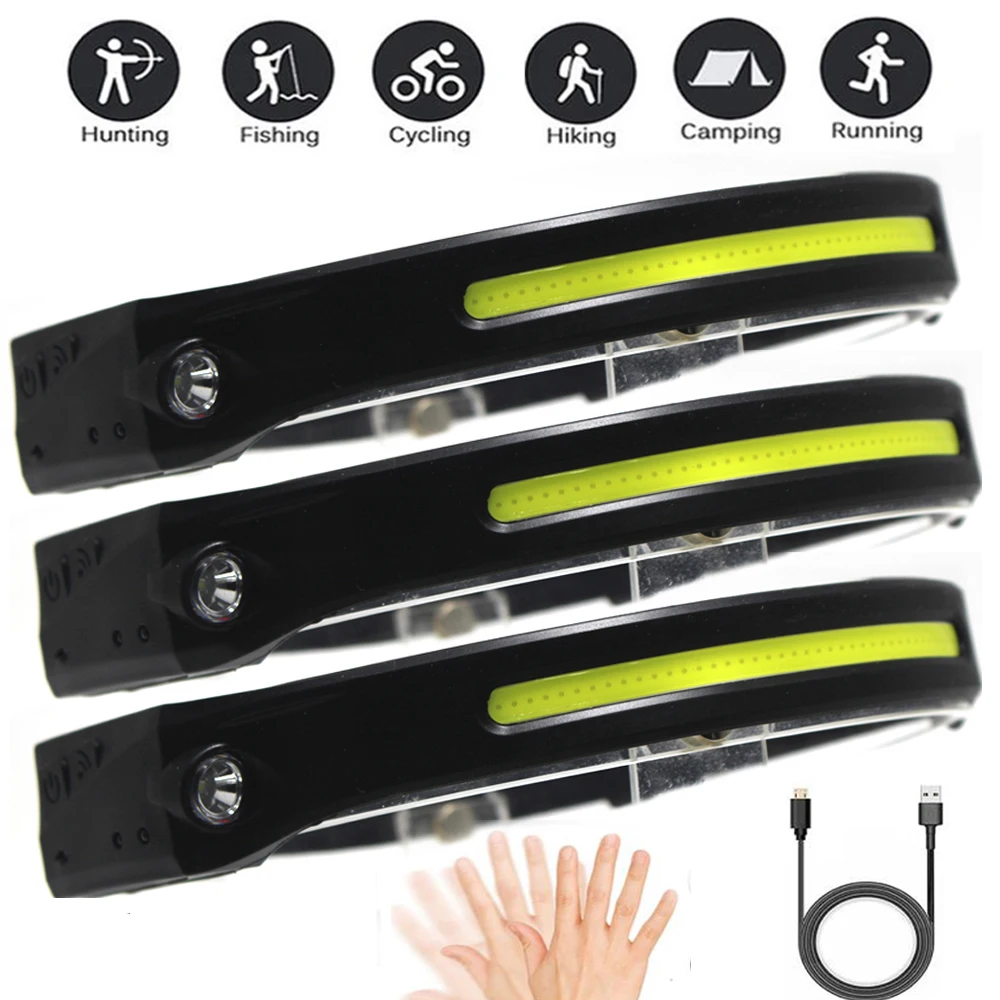 

LED Headlamp 4 Modes Built-in Battery Headlamp USB Rechargeable Headlight Full Vision COB LED Induction Flashlight Work Light