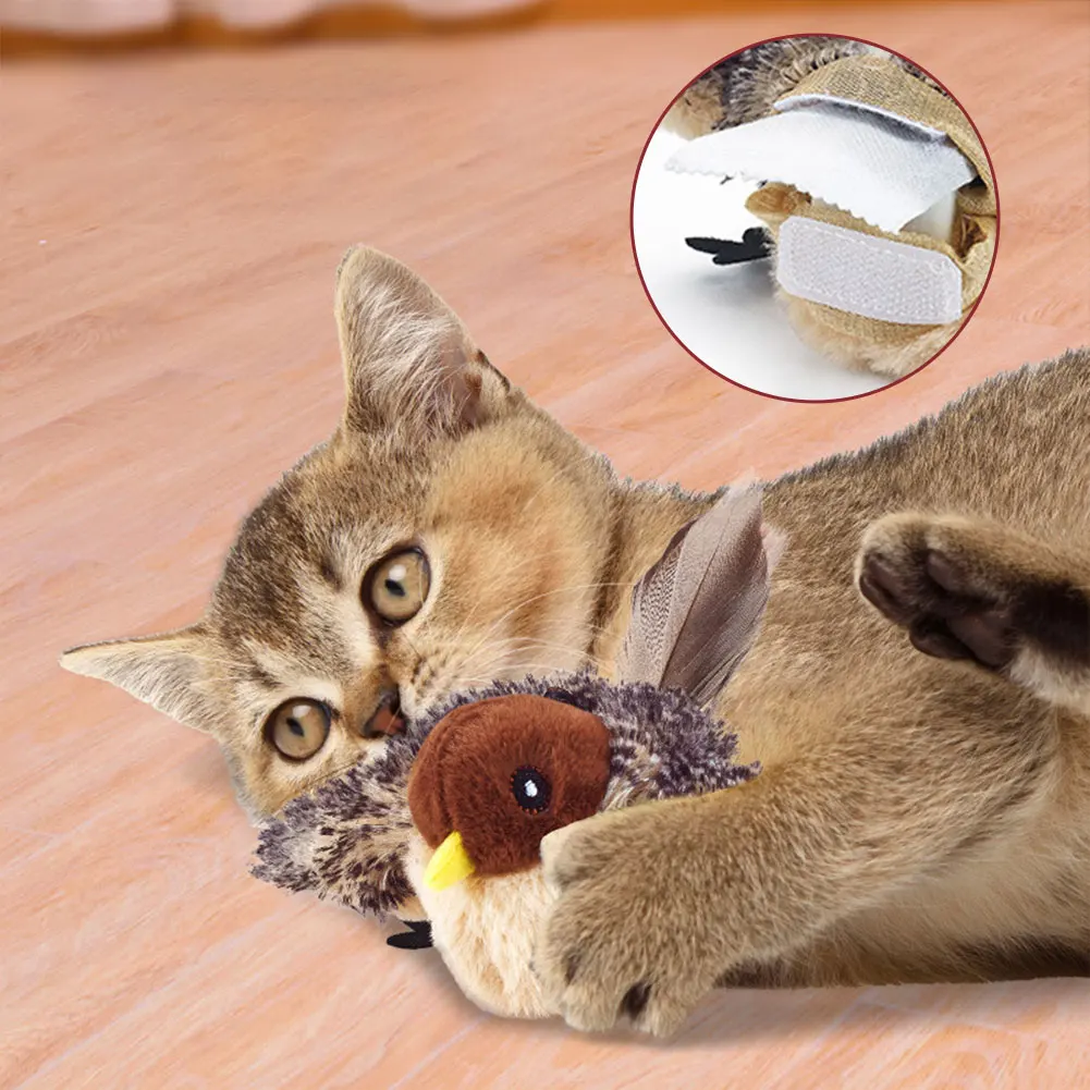 Electric Bird Toy Chirping Flapping Bird Cat Toy Interactive Cat Toys Plush Flying for Indoor Cats