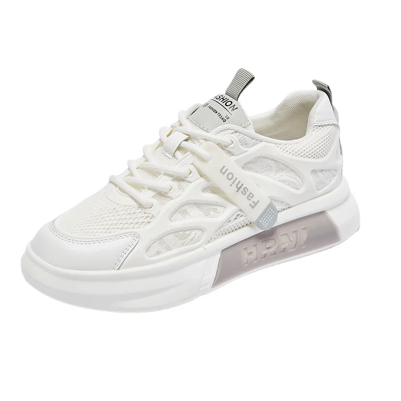 

Mesh Small White Shoes Women's Shoes 2023 Summer New Versatile Hollow Breathable Single Mesh Sports Board Shoes Mesh Shoes