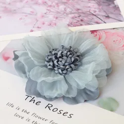Handmade Fabric Flowers for DIY Decoration and Crafting - Set of 5 Large Pieces (Blue)