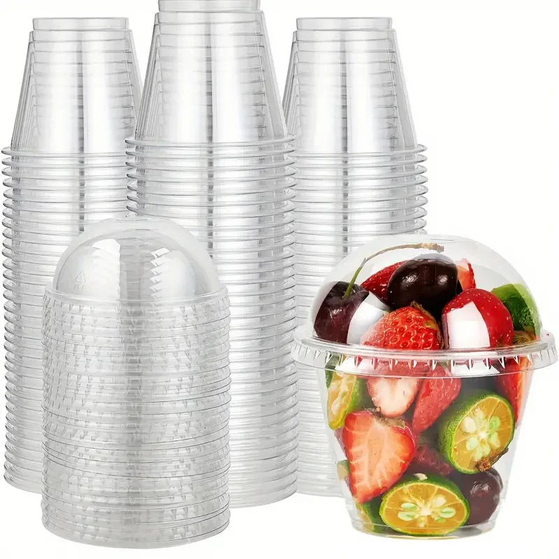 50PCS Disposable Dessert Cups with Cover for Picnic Party Outdoor Gathering