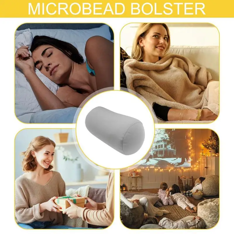 Microbead Pillow Neck & Back Support Travel Pillow Head Cervical Back Cushion Flexible Support Foam Particles Cylindrical Pillow 5