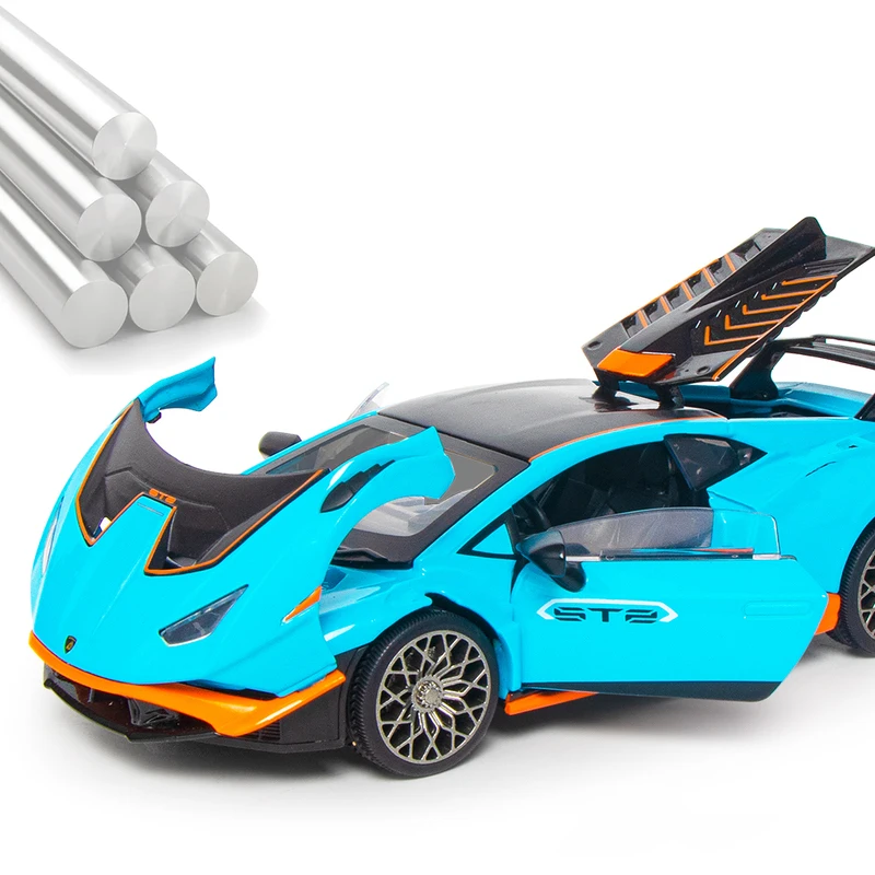 1:30 Lambos Huracan STO Alloy Die Cast Toy Car Model Sound and Light Pull Back Children's Toy Collectibles Birthday gift 4