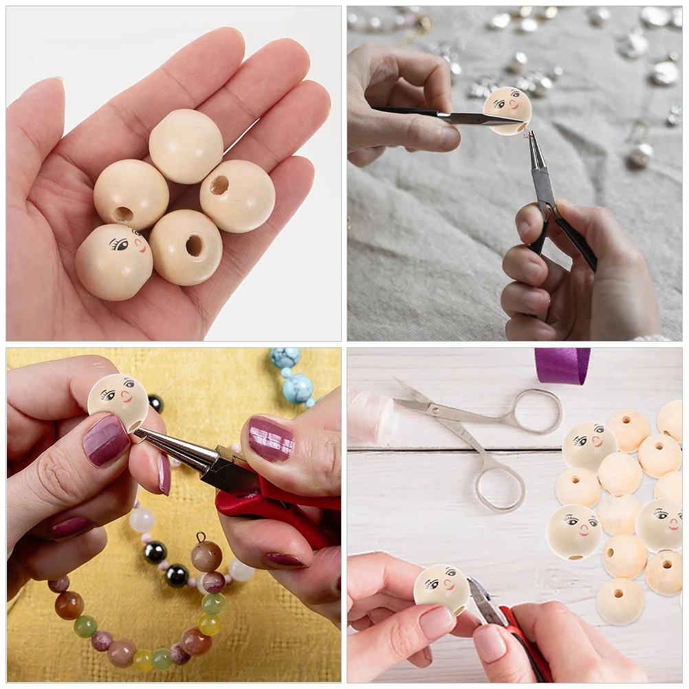 

120 Pcs Crafts Wooden Beads Bulk Holes Head Natural Unfinished Child