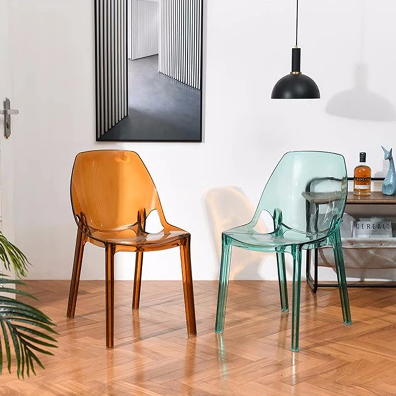 

Dine Yellow Dining Chairs Acrylic Clear Lounge Dressing Makeup Dining Chairs Feeding Pedicure Adults Silla Comedor Furniture