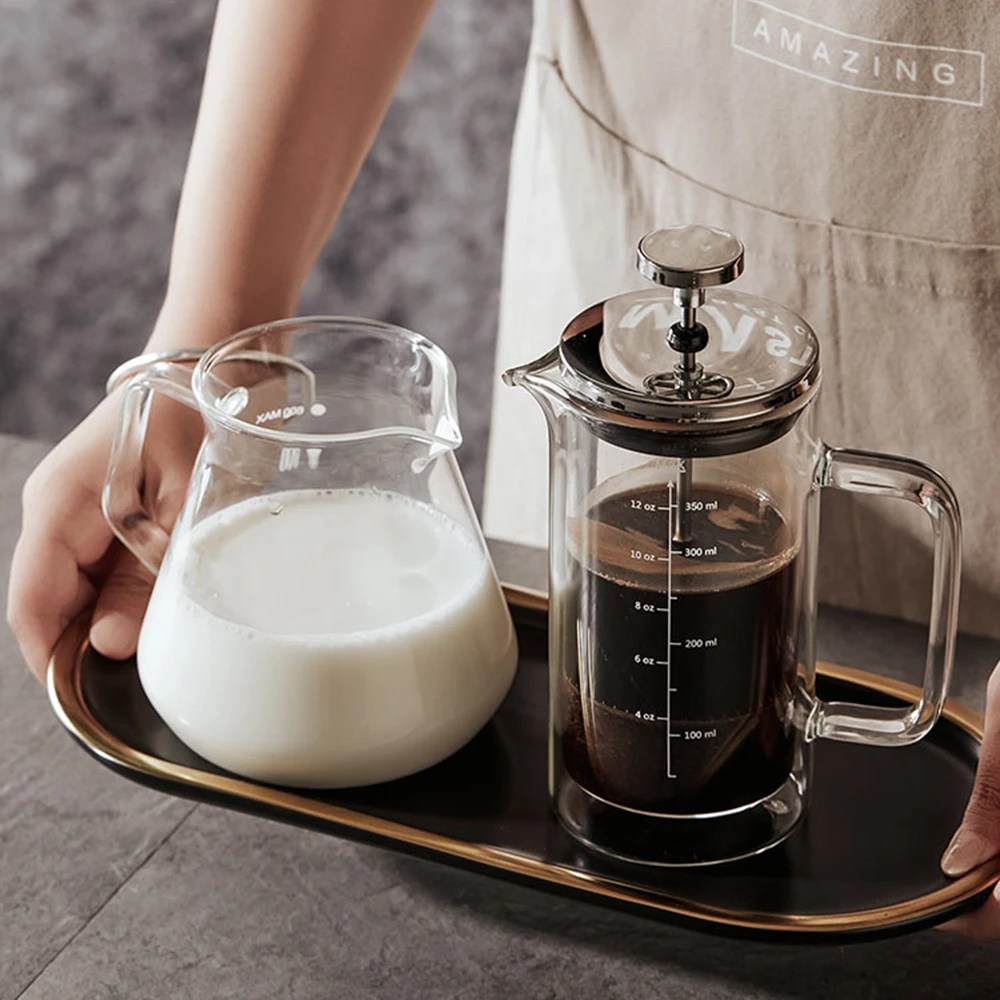 Simple French Press Coffee Pot Stainless Steel Glass Coffee Maker  Multifunctional Hand Punch Pot Coffee Accessories - AliExpress