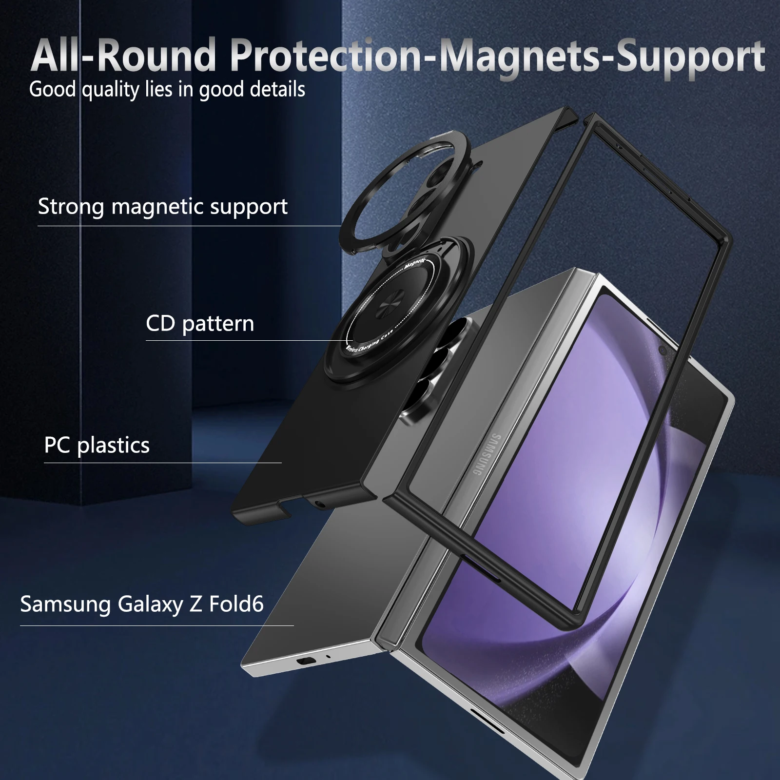 360 ° Drehbarer Super-Magnetring, faltbar, stoßfest, sturzsicher, Schutzhülle für Samsung Galaxy Z Fold 7, 6, 5, 4, 3 – Detail 10