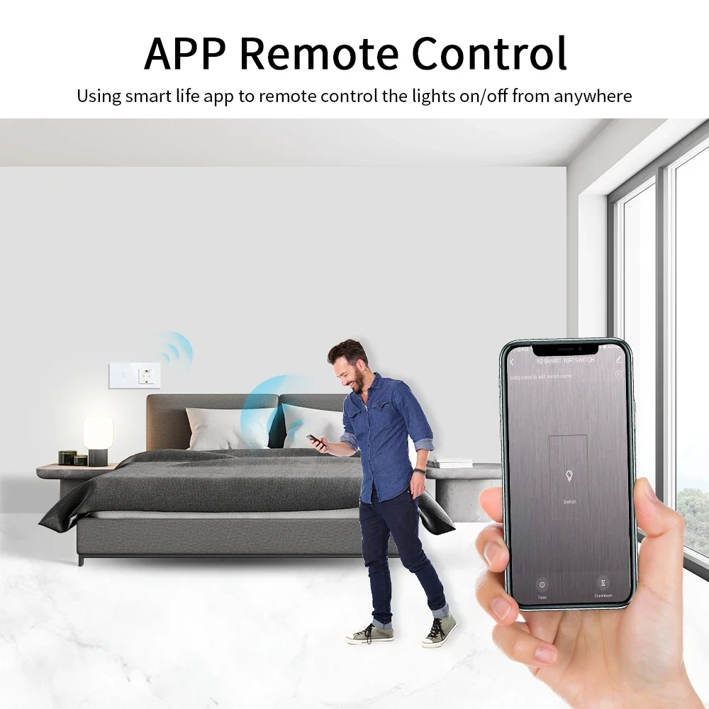 Description Picture 5 of itemZigBee Switch Need Neutral Smart Light Switches,EU Power Socket Parts,Black Glass Panel USB Wall Outlets DIY Part Smart Home