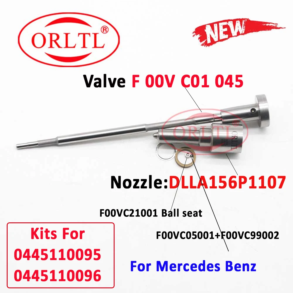 

0445110095 0445110096 Diesel Injector Kits Nozzle DLLA156P1107 0433171712 Valve F00VC01051 For MB 0986435037 6130700587 ORLTL