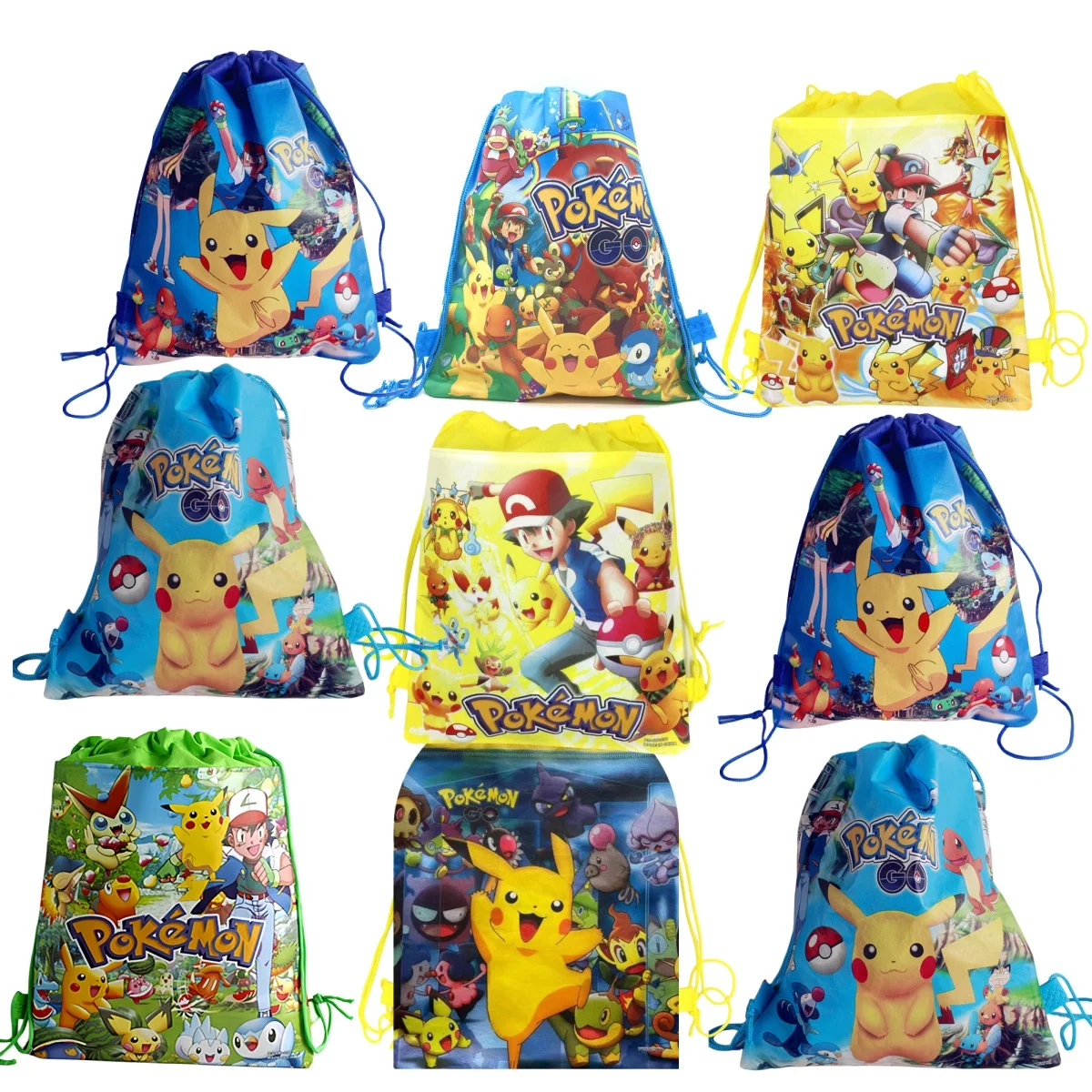 

Pokemon Drawstring Bag Non-woven Pikachu Bundle Pocket Storage Travel Bag Storage Cloth Shopping Bag Backpack Boy Party Supplies