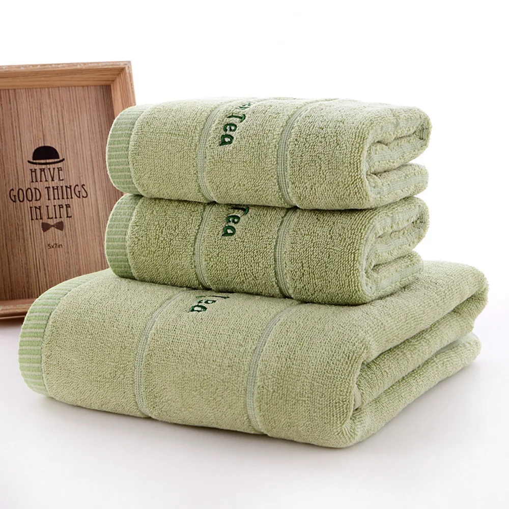 3 Piece Bath Towel Thick Cotton Towel Set Face Adult Bath Super Absorbent Set