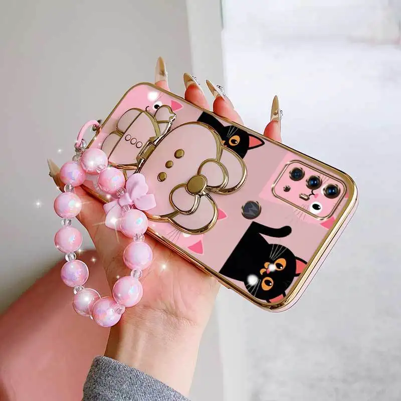 Romantic Love Phone Case Set with Lanyard and Rabbit Stand - 3 Piece Protection Kit