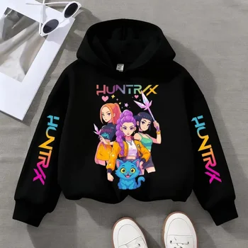 KPOP Devil Hunter New Children Hooded Sweatshirt Boy Girl Autumn Winter Daily Outdoor Vacation Casual Loose Warm Soft Sportswear 1