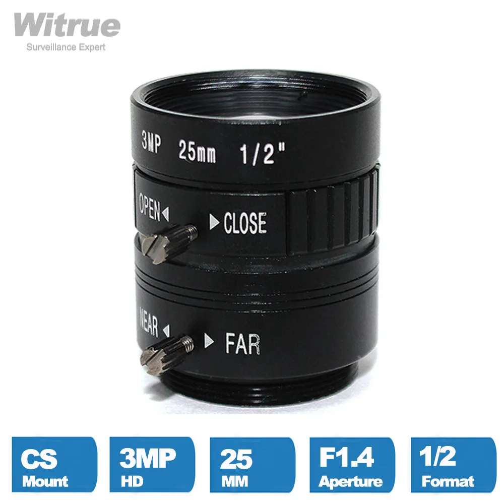 

Witrue HD CCTV Lens CS Mount 3 Mega Pixel 25mm Aperture F1.4 Format 1/2 for Security Cameras