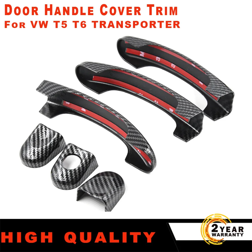 Carbon Fiber Or Gloss Black Fit For Vw Transporter T5 T6 Caravelle Caddy Van Door Handle Cover Trim