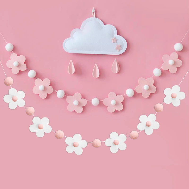 1Pc Filz Blume Thema Banner Wand Hängen Banner Kinder Geburtstag Baby Dusche Hochzeit Party Dekoration Wohnkultur Girlande