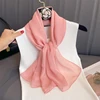 2023 New Fashion Summer Women Soild Color Beach Scarf Silk Shawls Headband Female Headband Wraps Sunscreen Hijab Wholesale 5