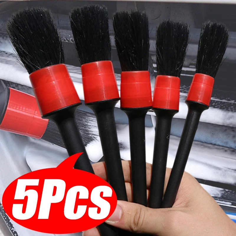 5Pcs Car Cleaning Brush Kit Soft Bristle Detail Brushes For Car Motorcycle Detailing Brush Set Wheel Rims Cleaning Brush Tools 26 pcs car detailing brush kit drill brush set