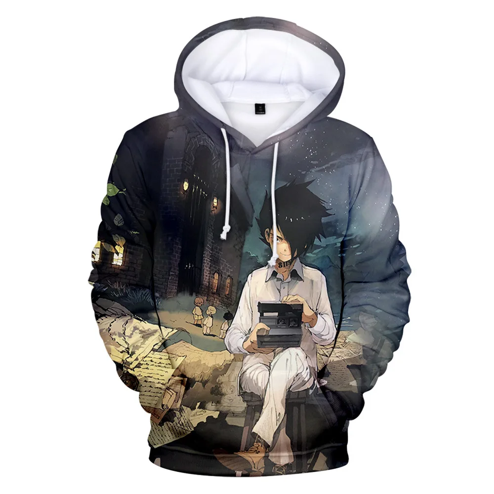 

2021 The Promised Neverland mens Hoodie Casual Sweatshirt Teenager Adult Kids Hooded 3D Print Pattern Streetwear pullover