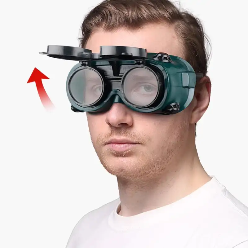 Dual-flip UV Rays Fold-up Welding Goggles Large View Screen Electric Welding Protective Glasses for Arc Grinding Cutting