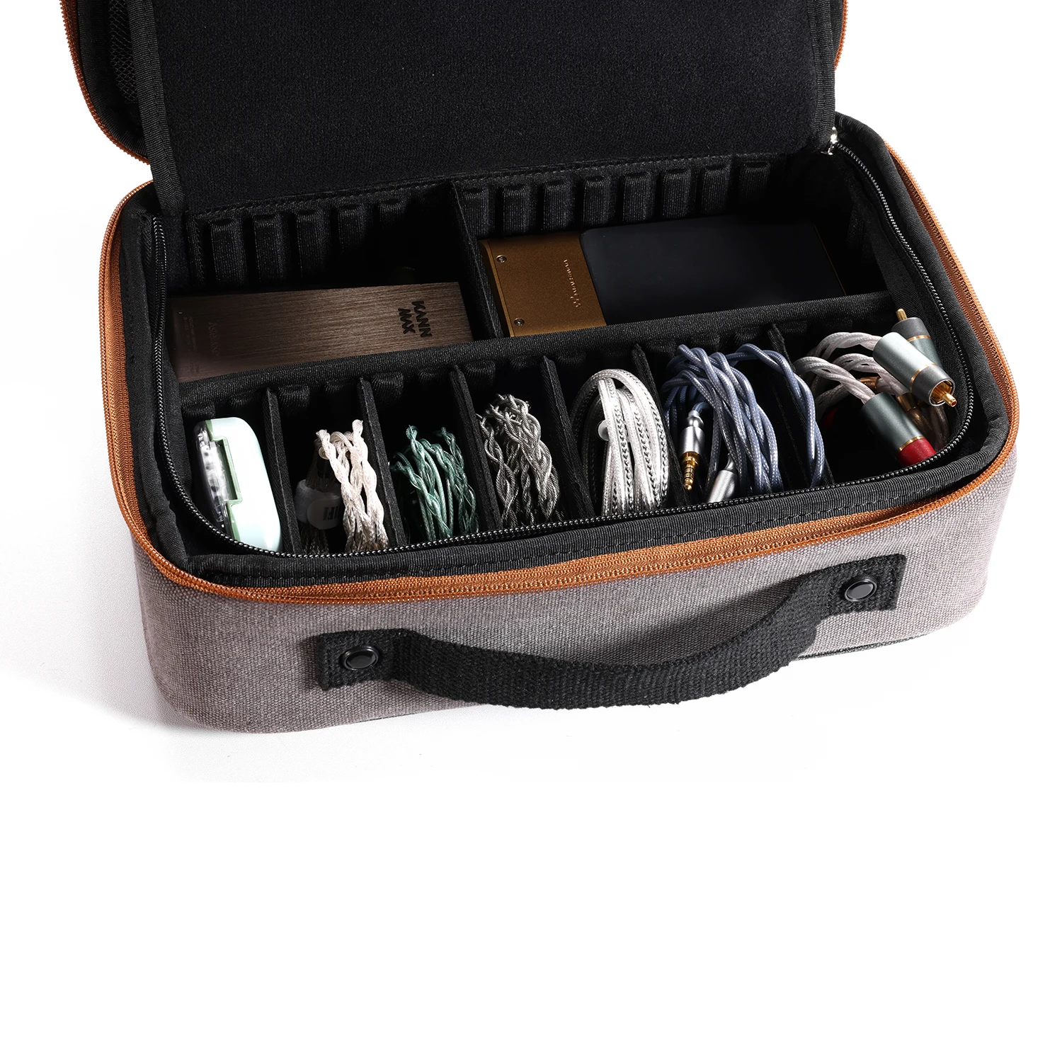 ddHiFi CZ300 Portable Large-Capacity Multiple Spaces HiFi Storage Bag Made of Retro Grey 16A Waterproof Cotton Canvas hifi storage bag