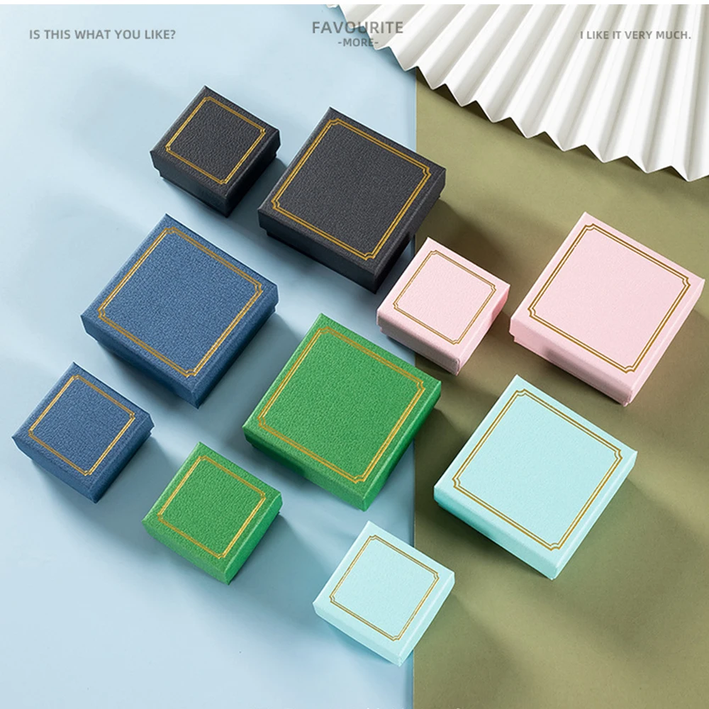24pcs Kraft Paper Cardboard Jewelry Boxes Storage Display Carrying Box For Necklaces Bracelets Earrings Rings Square Rectangle