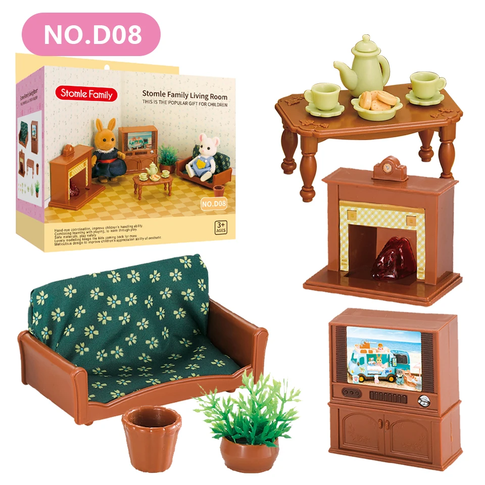 Deluxe Dollhouse Living Room Amusement Park Set – Animal Accessories & Mini Furniture
