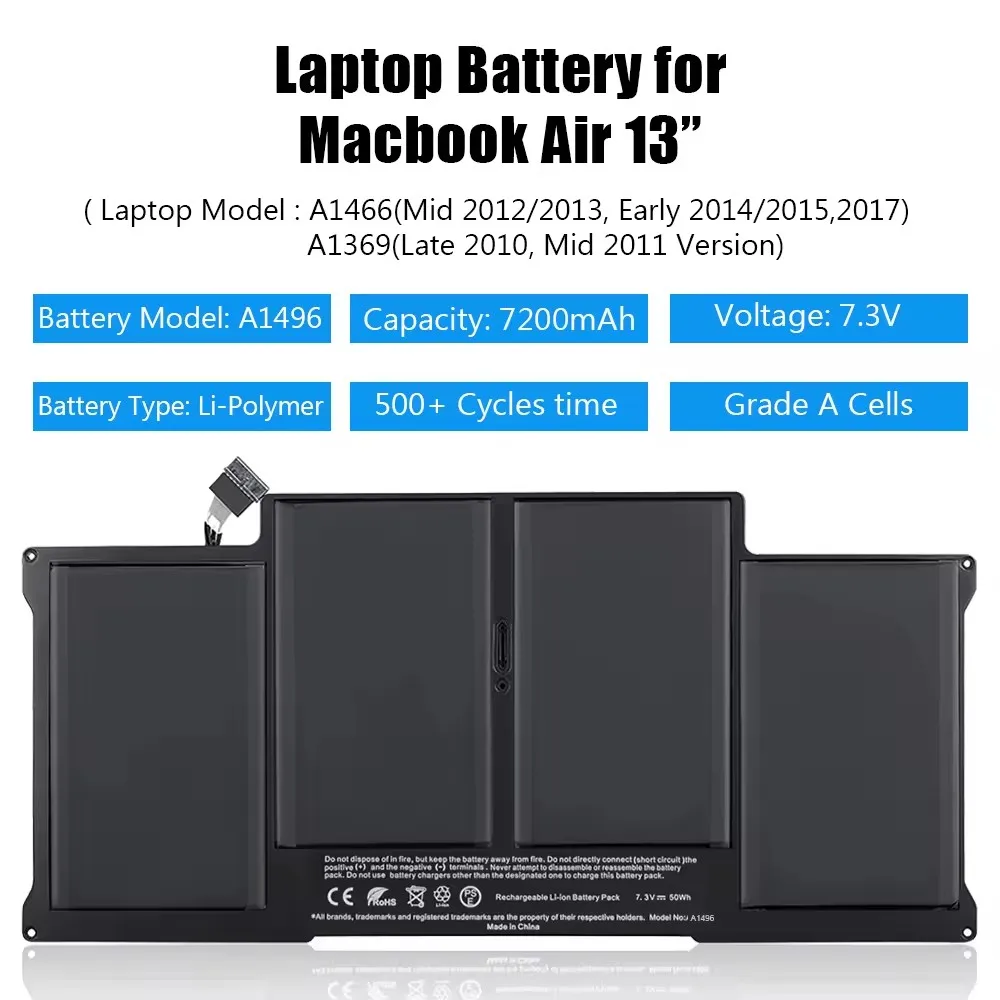 Replacement Battery For MacBook Air 13-inch A1466 (2013-2017 Models) - View #3
