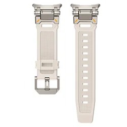 Stainless Steel Sport Bracelet with Rubber Strap for Galaxy Ultra 47mm (Titanium starlight)