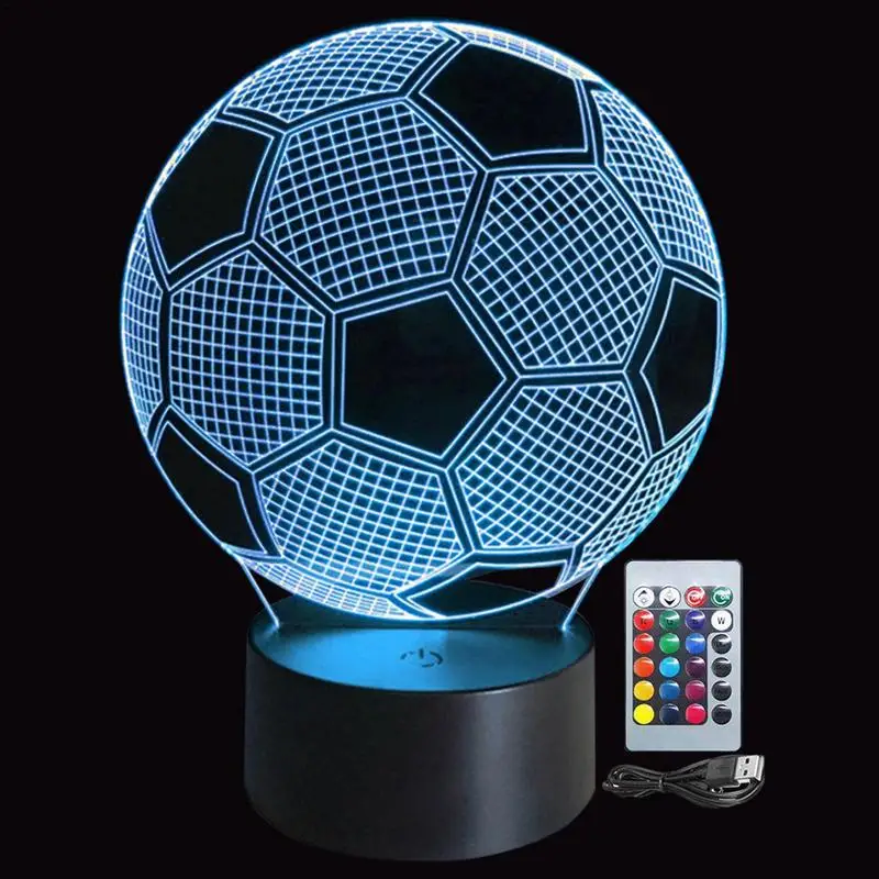 Football Night Light Soccer 3D Night Lamp Room Decor Touch Control Bedside Night Lamp Colorful