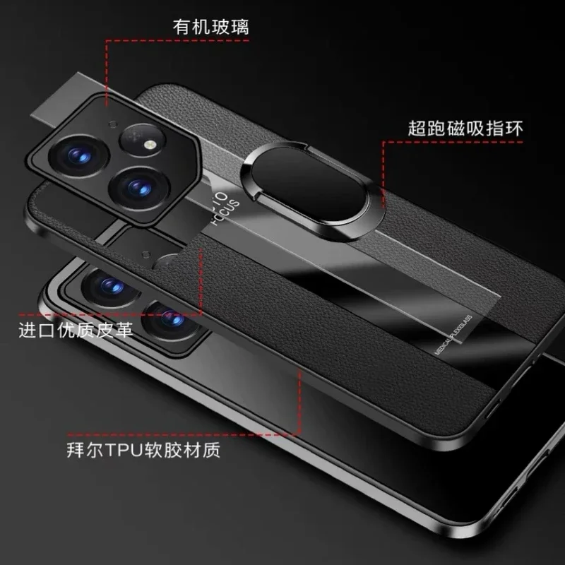 Magnetic Ring Stand Holder Luxury Leather Shockproof Bumper Case