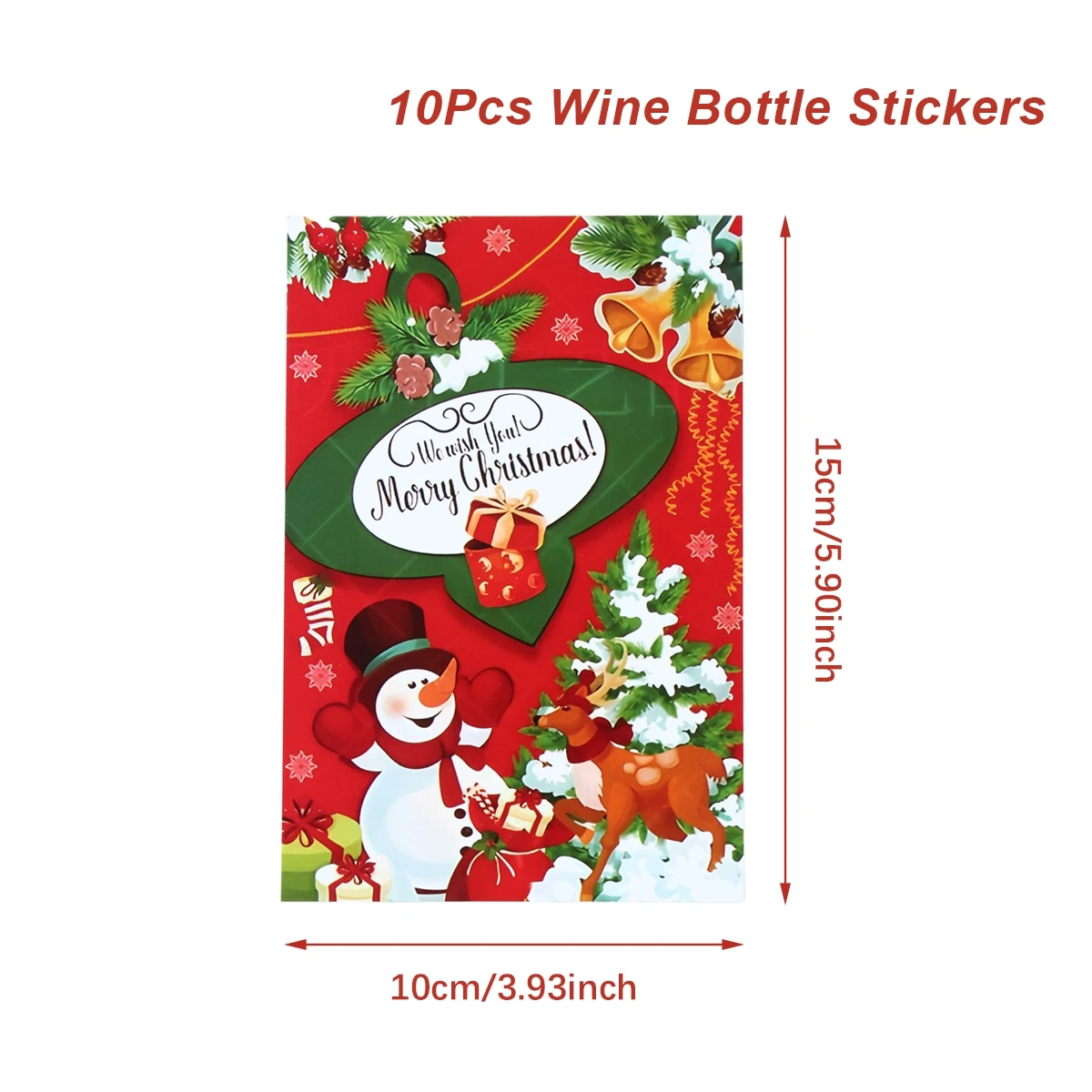 thumbnail image 1 of Pegatina para botella de vino de Papá Noel, muñeco de nieve navideño, adorno navideño, decoración navideña para el hogar, Año Nuevo 2024, 2025, 1 of 5