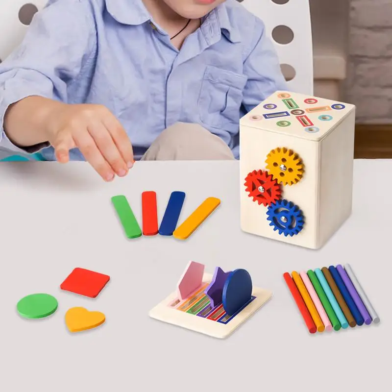 Color Sorting Toys Sensory Matching Games Wooden Shape Color Sorter Motor Skills Toys For 1-3 Year Old Boy Children