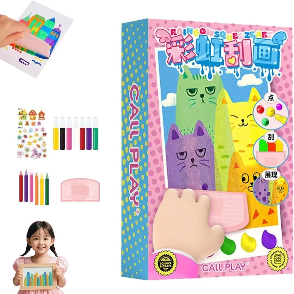 Ракель Art Kids Paint Kit DIY Painting Rainbow Dot Color Scratch Craft Set Handmade Graffiti Scratch Painting Paper