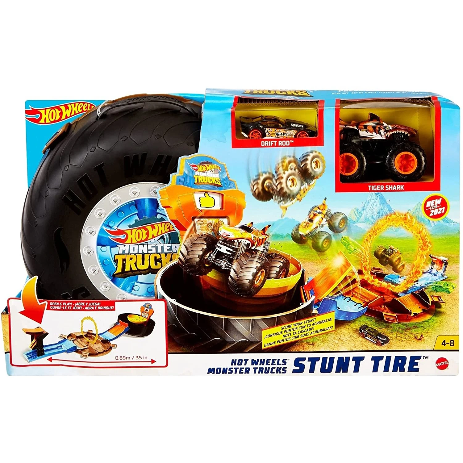 Hot Wheels Monster Trucks Stunt Tire, Fahrzeug Spielsets, pista de corrida  de carros, brinquedo fundido, presente de aniversário para meninos, GVK48