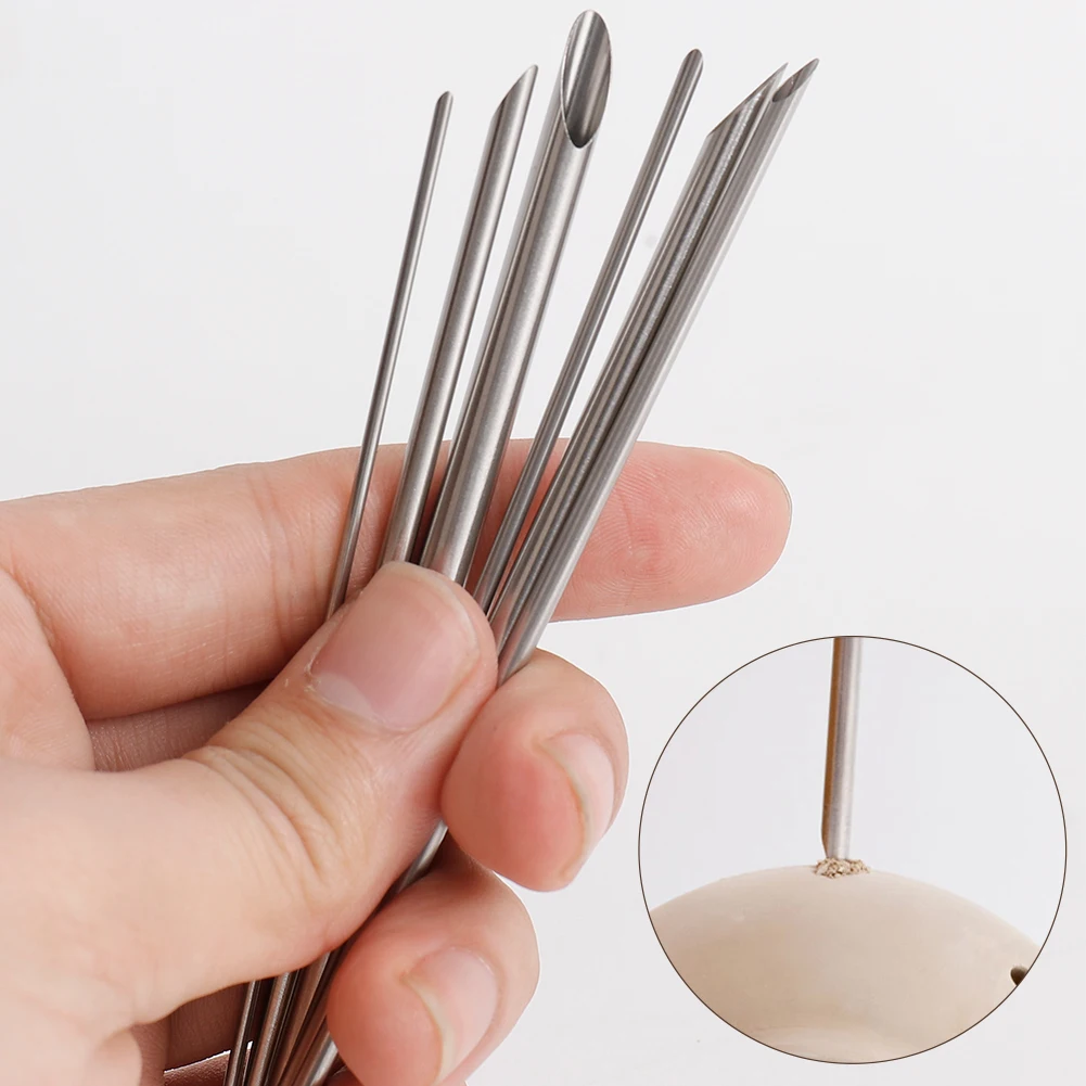 6pcs/set Stainless Steel Hole Puncher for Pottery Clay Holing Sculpture Carving Cutting Puching Tools Pot Vase Moldeling Tool pottery sculpting tools clay sculpting tools pottery tools clay craft tool