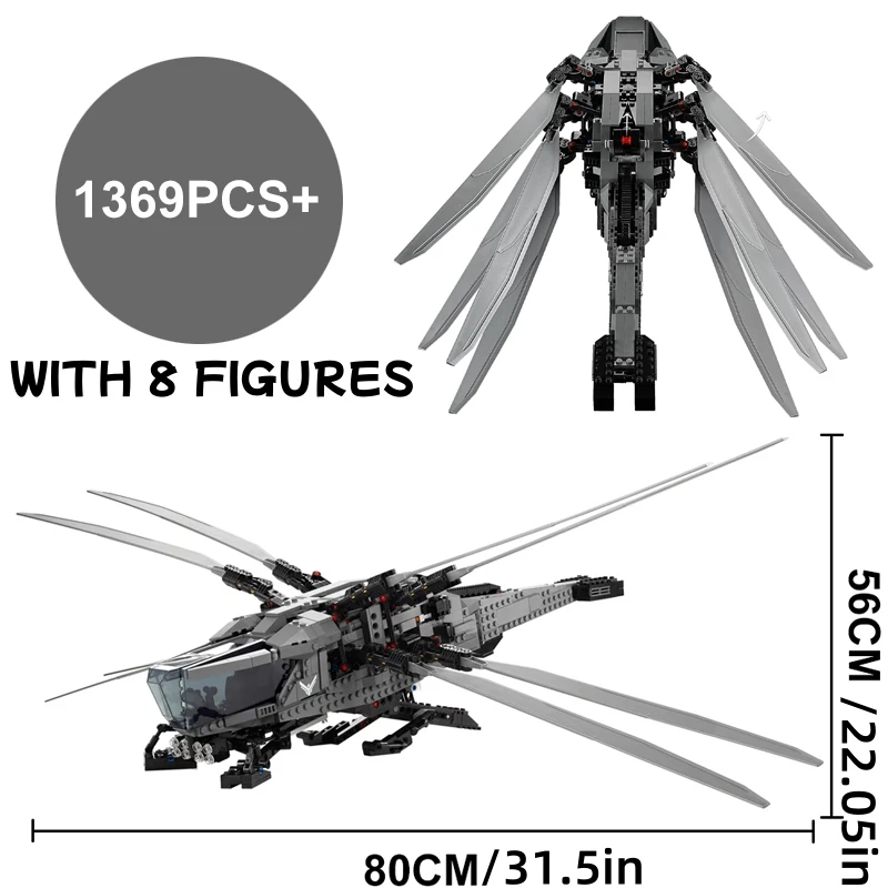 1369PCS Icons Technical Dune Atreides Royal Ornithopter Model Building Blocks MOC Creative Aircraft Bricks Toys For Kids Gifts 5