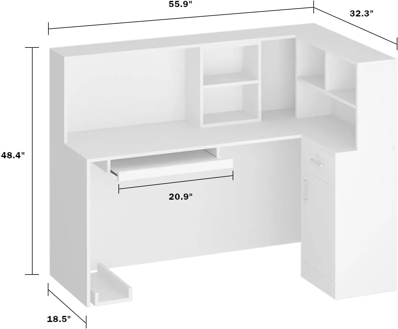Modern Reception Desk Front Counter, Large Storage Shelves and Drawers, Retail Counter for Room, Reception Desks 6