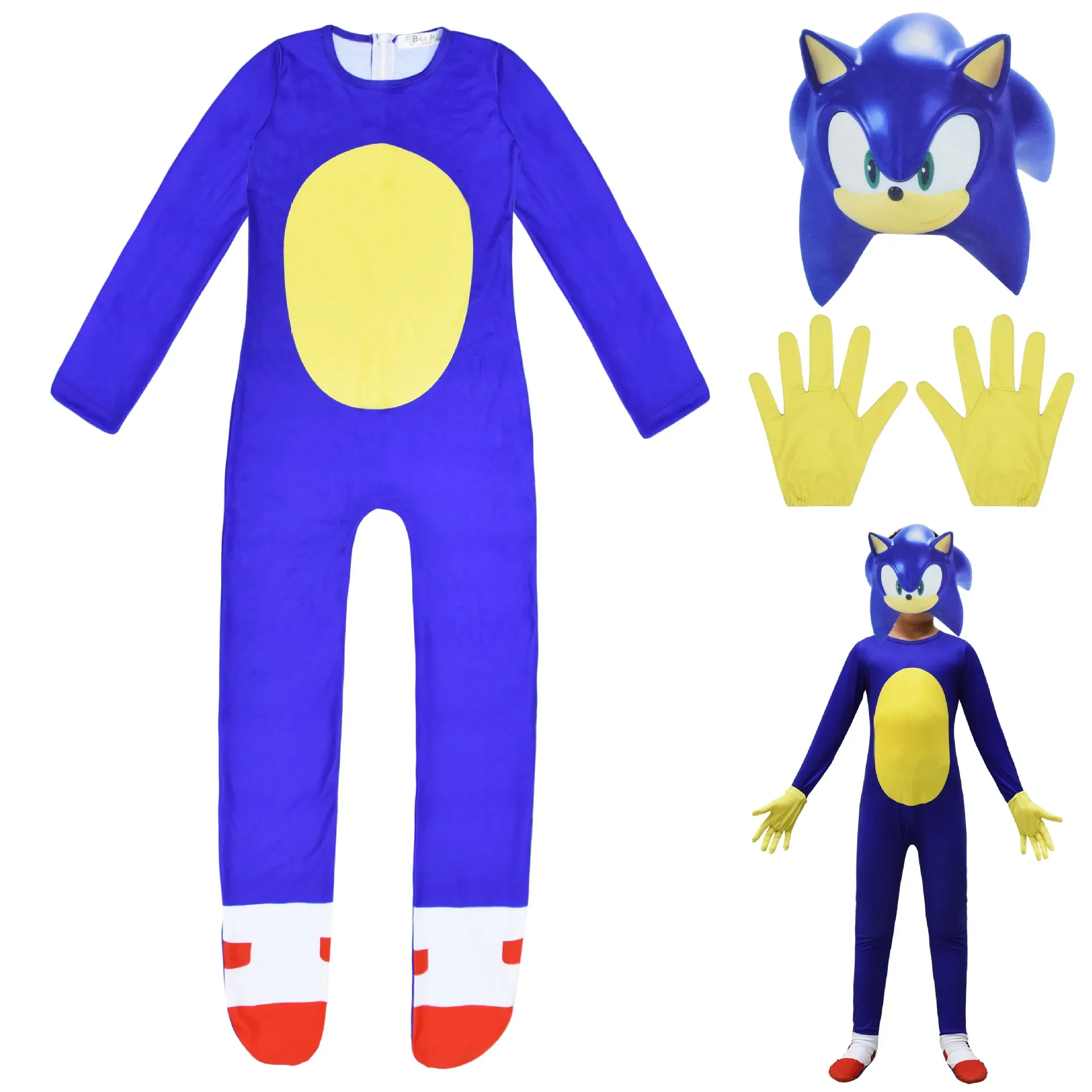 

Sonic Children's Holiday Party Character Cosplay Dress Tight Costume Children's Autumn Clothes Fashionable Casual Cool Clothes