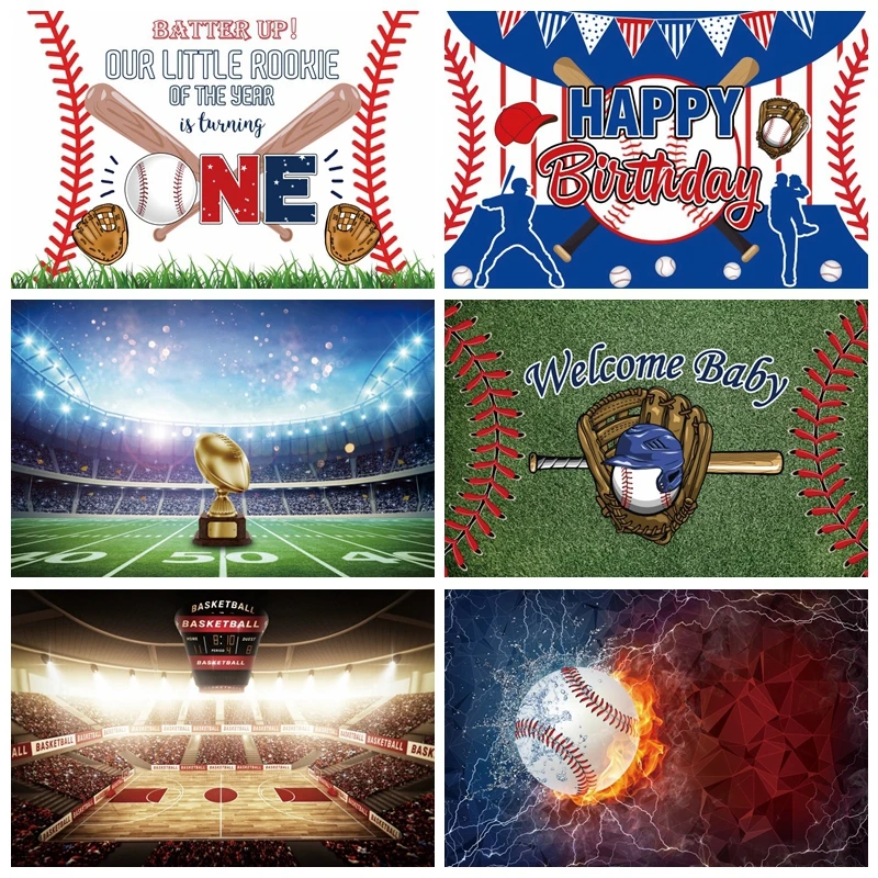 

Ball Game Baby One Birthday Photography Backdrops Baseball Party Decor Photographic Background For Kid Photo Studio Photocall